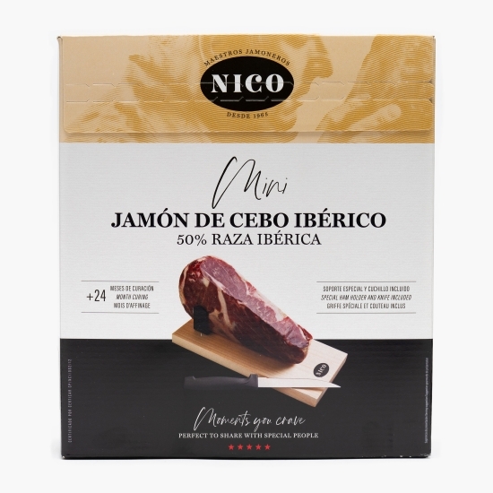 Mini Jamon Iberico dezosat 950g + suport și cuțit, Jamoneria by Alioli