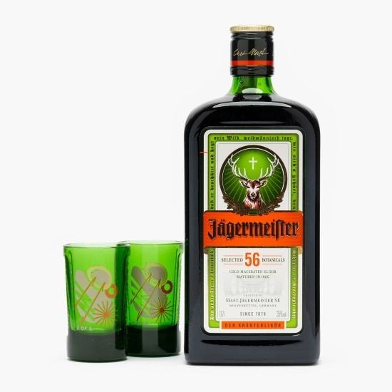 Jagermeister 35% alc., 0.7l + 2 pahare