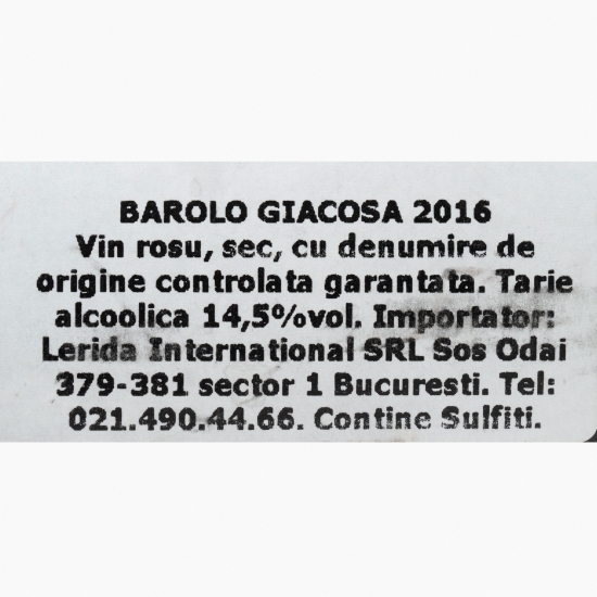 Vin roșu sec Nebbiolo Barolo, 14.5%, 0.75l