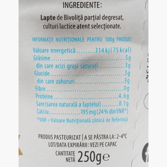 Iaurt din lapte de bivoliță, 5% grăsime, 250g