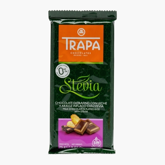 Ciocolată cu lapte și orez expandat cu stevia (fără zahăr) 75g