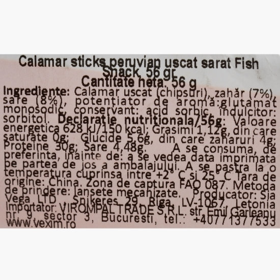 Calamar peruvian uscat și sărat Fish Snacks 56g