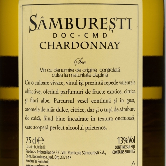 Vin alb sec Chardonnay, 13%, 0.75l