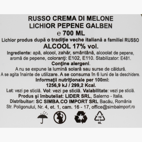 Lichior de pepene galben, 17%, 0.7l