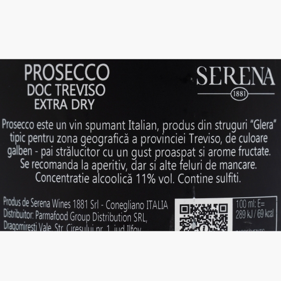 Vin spumant Prosecco alb Extra Dry, 11%, 0.75l