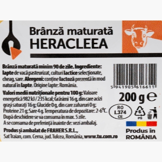 Brânză Heracleea (tip raclette), maturată 90 de zile, 200g