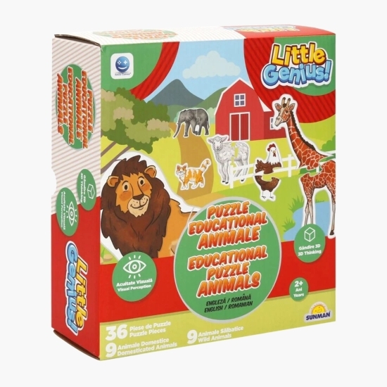 Puzzle educațional animale, 36 piese, 2+ ani