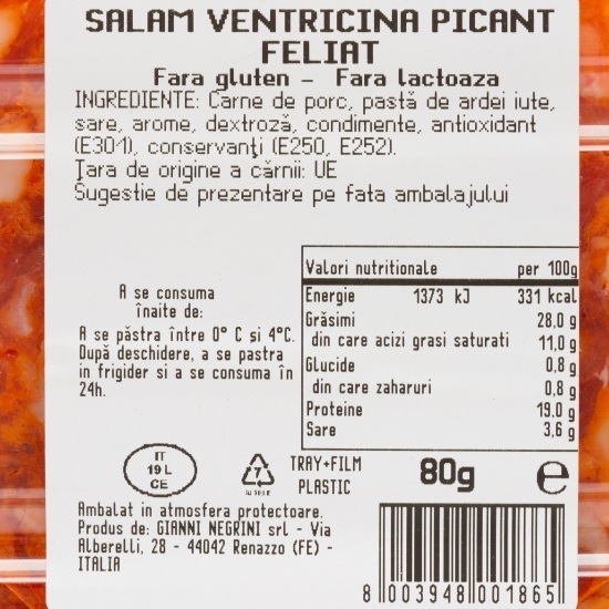 Salam Ventricina picant, feliat 80g