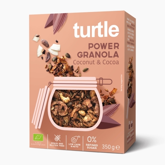 Cereale Power Granola eco cu cocos și cacao, fără gluten și fără zahăr rafinat 350g