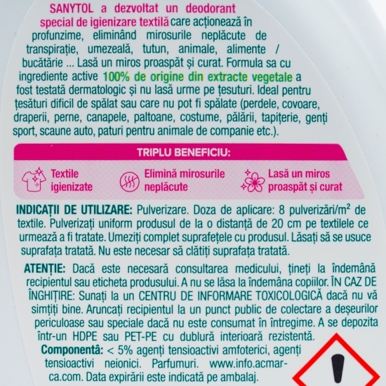 Dezodorizant și igienizant pentru textile 0.5l