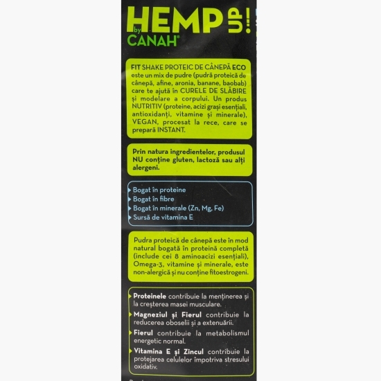 Shake proteic de cânepă cu afine eco FIT Hemp Up, 300g