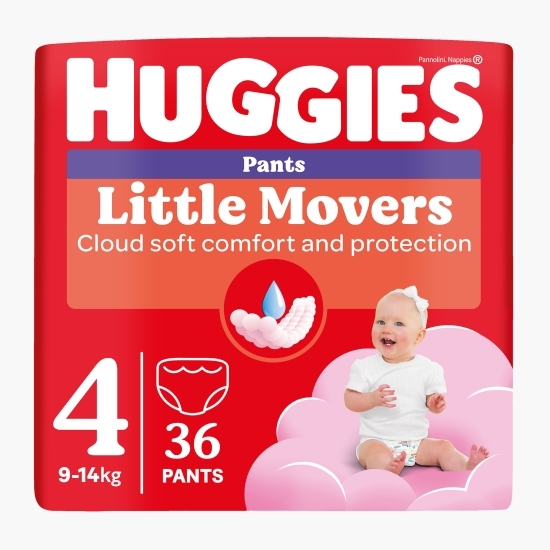 Chiloței Little Movers Jumbo (nr. 4) Girl, 9-14 kg, 36 buc.