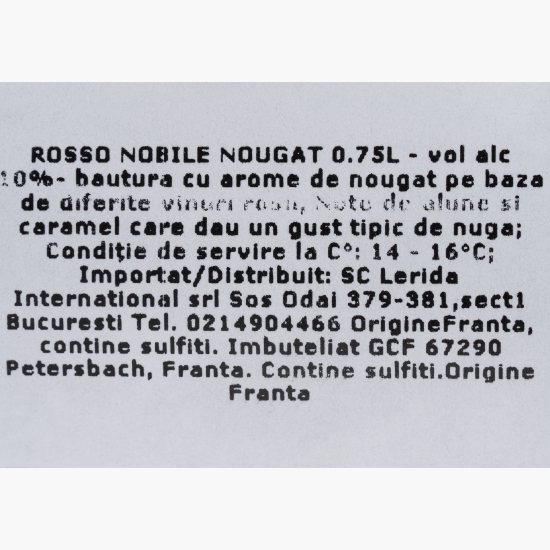 Băutură cu aromă de nougat pe bază de vin roșu Nougat, 10%, 0.75l