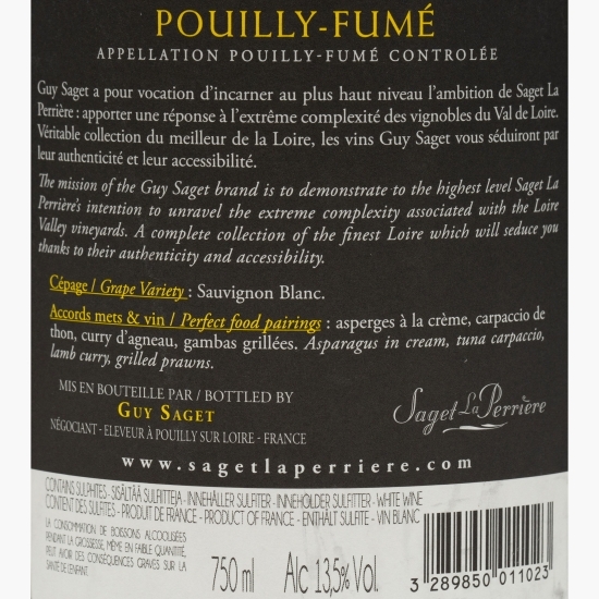 Vin alb sec Sauvignon Blanc Pouilly Fumé, 13.5%, 0.75l