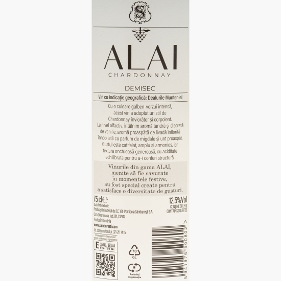 Vin alb demisec ALAI, Chardonnay, 12.5%, 0.75l