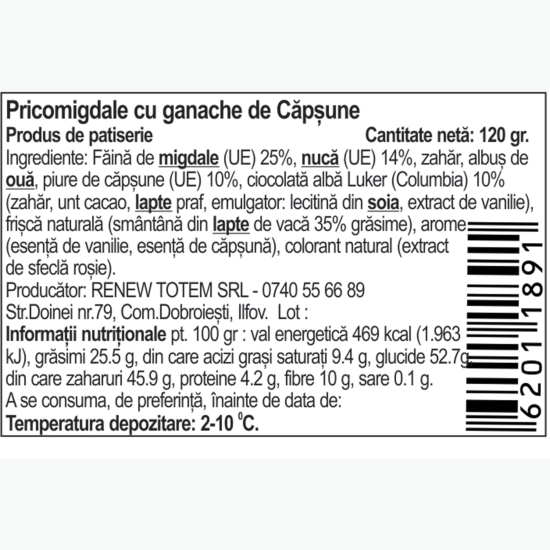 Pricomigdale cu ganache de căpșune 120g