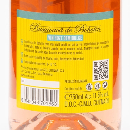 Vin rose demidulce Busuioacă de Bohotin, 11.5%, 0.75l