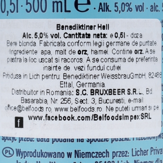 Bere blondă Hell, doză 0.5l