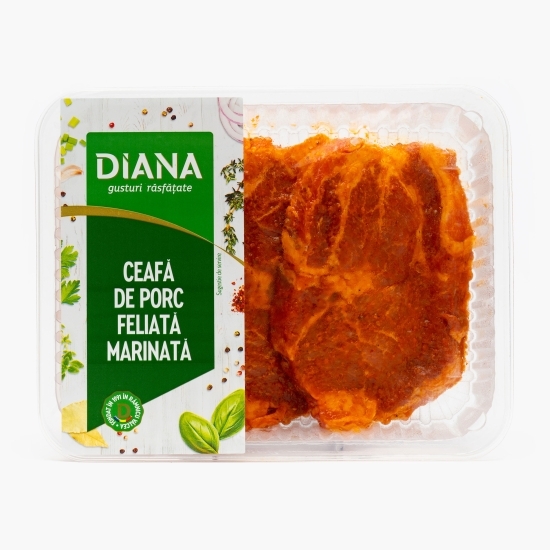 Ceafă porc fără os, feliată, marinată 640g