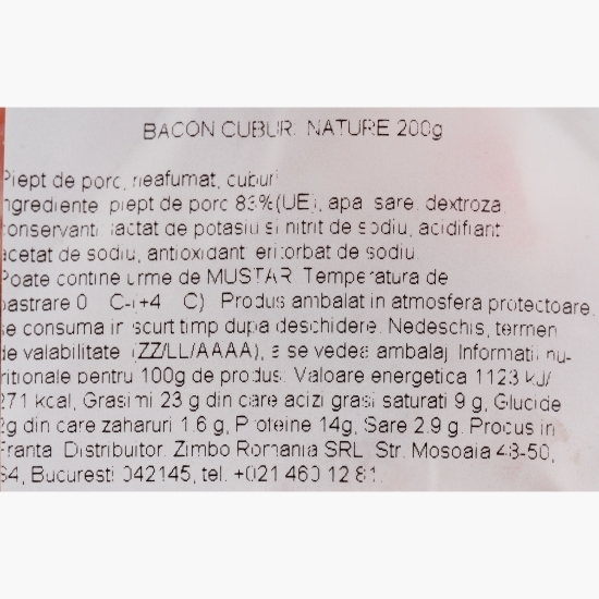 Bacon cuburi, natur Lardon's 200g