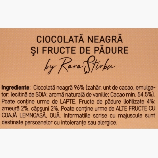 Tabletă artizanală de ciocolată neagră și fructe de pădure 100g