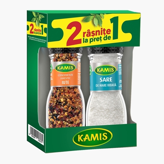 Râșniță Sare mare 90g + Râșniță Amestec iute 47g, 1+1