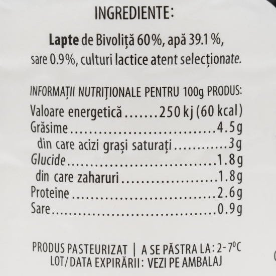 Ayran din lapte de bivoliță, 4.5% grăsime, 400g