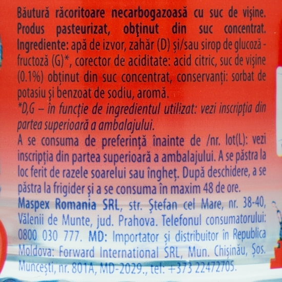 Băutură necarbogazoasă vișine 0.5l