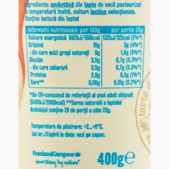 Smântână Gospodar 15% grăsime 400g