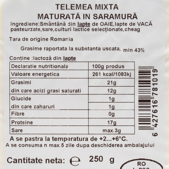 Telemea mixtă din lapte de vacă și oaie 250g