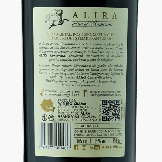 Vin roșu sec Fetească Neagră și Cabernet Sauvignon, 14%, 0.75l