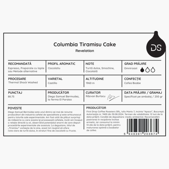 Columbia Tiramisu Cake 250g cafea de specialitate boabe  