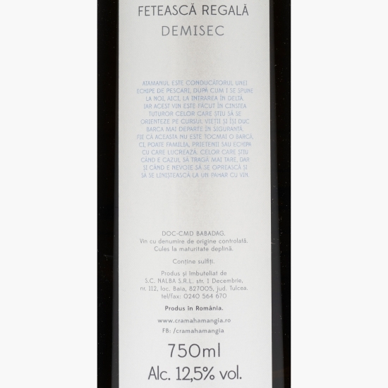 Vin alb demisec Ataman Fetească Regală, 12.5%, 0.75l