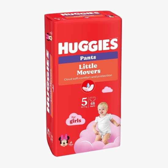 Scutece Pants Little Movers Mega pentru fete mărimea 5, 12-17kg, 48 buc