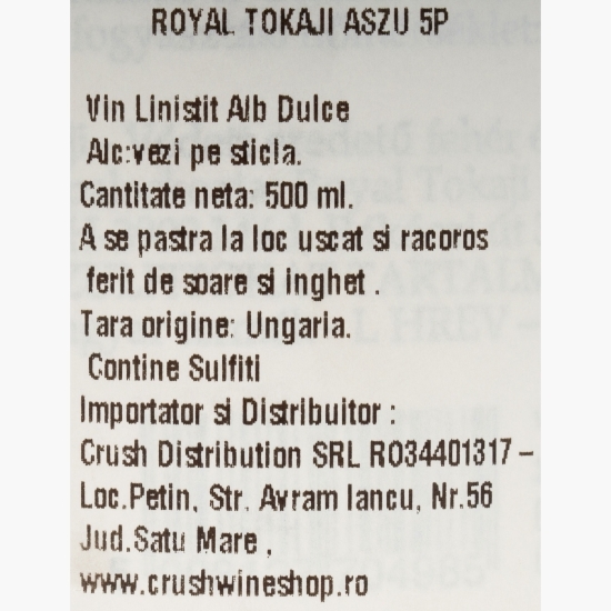 Vin alb dulce Royal Tokaji Aszu 5 Furmint & Harslevelu, 11%, 0.5l