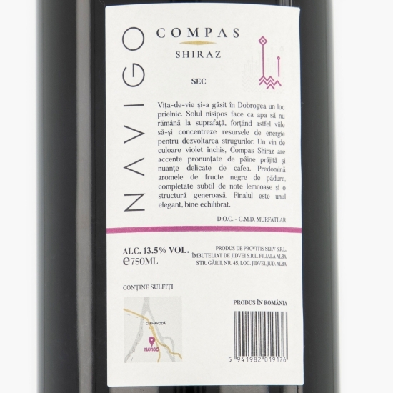 Vin roșu sec Shiraz, 13.5%, 0.75l