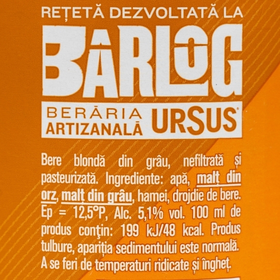 Bere nefiltrată, sticlă 0.33l