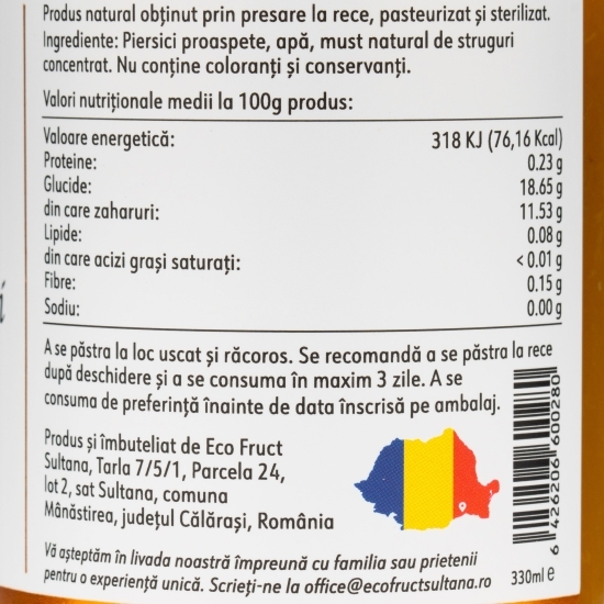 Nectar de piersici fără zahăr adăugat 0.33l