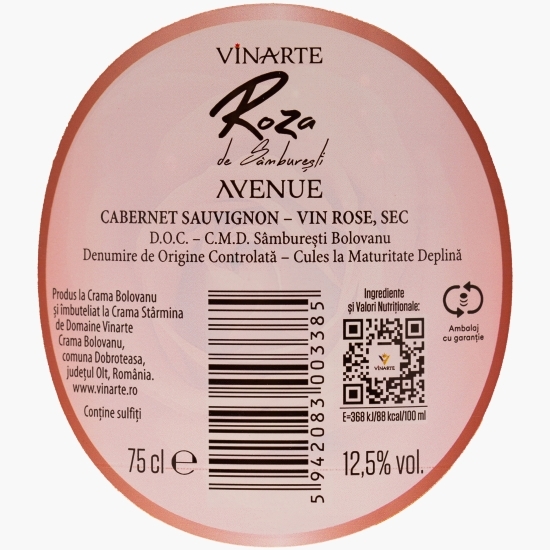 Vin rose sec Roză de Sâmburești, 12.5%, 0.75l