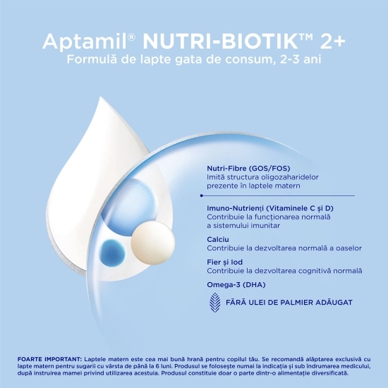 Lapte premium NUTRI-BIOTIK gata de consum, 2+ ani, 1l