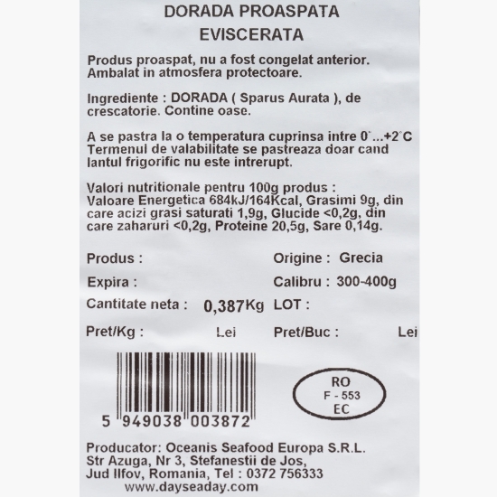 Doradă eviscerată 350g