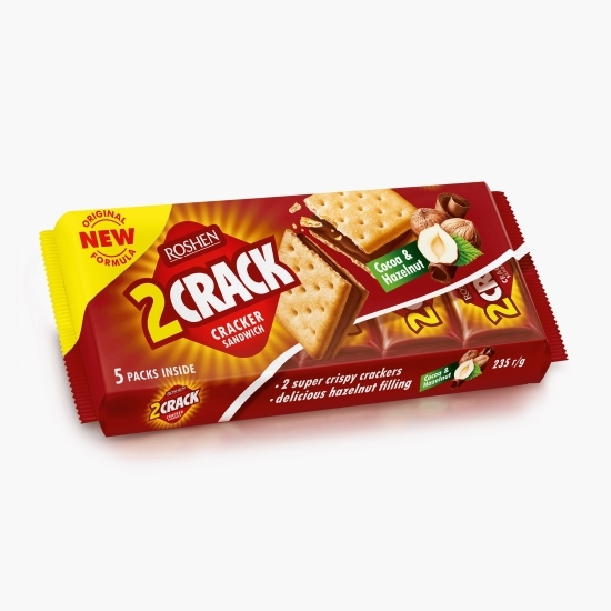 Biscuiți sandwich cu umplutură de cacao și alune, 5 pachete x 2 biscuiți, 235g