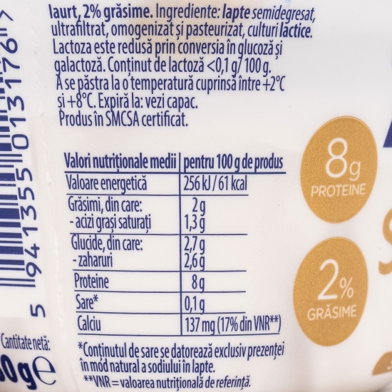 Iaurt natural 2% grăsime 150g