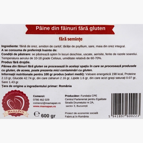 Pâine din făinuri fără gluten cu semințe 600g