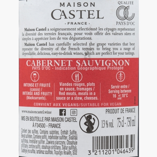 Vin roșu sec Cabernet Sauvignon, 13%, 0.75l