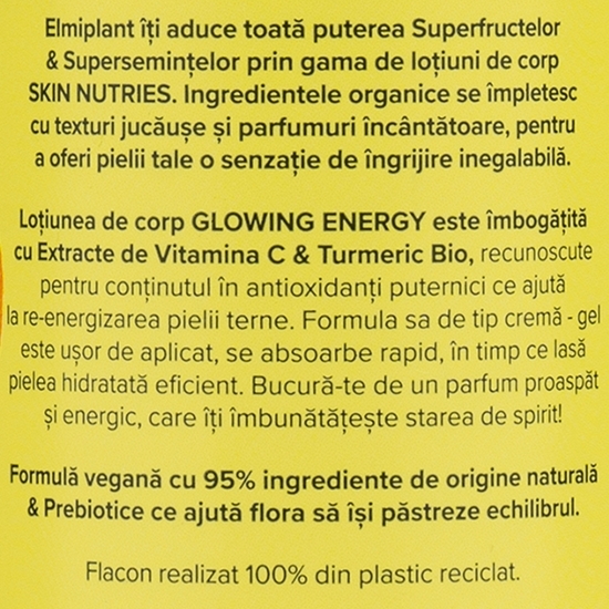 Loțiune de corp Glowing Energy cu extracte de vitamina C și turmeric bio 400ml