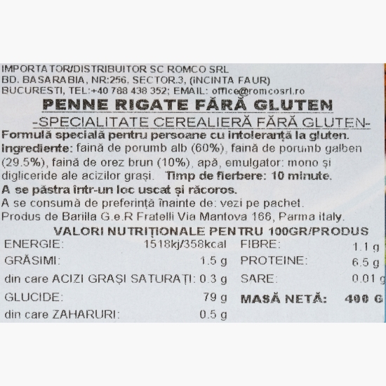 Paste Penne Rigate fără gluten 400g