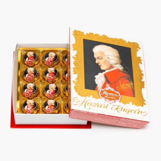 Praline Mozart ciocolată cu nugat, fistic și marțipan 12 buc, 240g