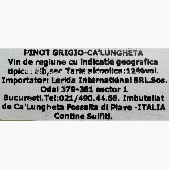 Vin alb sec Pinot Grigio, 12%, 0.75l