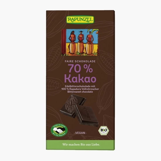 Ciocolată amăruie eco vegană 70% cacao, 80g